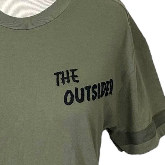 Free People X Sandrine Rose The Vintage Crew Olive Drab The Outsider TShirt Sz M - Picture 12 of 14